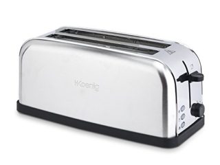 H.Koenig Baguettes Tos28 Tostadora Pan 2 Ranuras Largas Y Anchas, 1500 W, Acero Inoxidable, plástico, 4