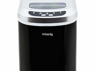 H.Koenig KB12 Máquina silenciosa para Hacer Hielo, 100 W, Capacidad 12 kg, Entre 6 y 13 Minutos, 2 Tamaños de Cubitos, Negro, Plástico, Acero Inoxidable
