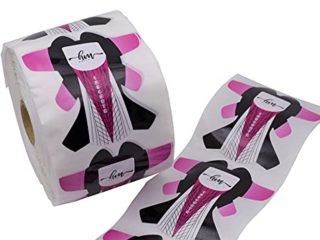 HM NAILS - 500 unidades de papel molde de guía para uñas Con ADHESIVO EXTREMO DE ALTA CALIDAD, rollo de papel pegatina para extensión de uñas acrílicas, gel UV, extensión de uñas, Pegatinas molde