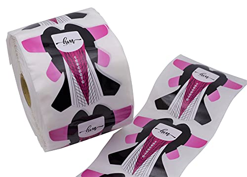 HM NAILS - 500 unidades de papel molde de guía para uñas Con ADHESIVO EXTREMO DE ALTA CALIDAD, rollo de papel pegatina para extensión de uñas acrílicas, gel UV, extensión de uñas, Pegatinas molde