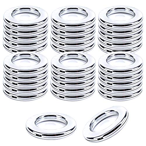 HO2NLE 32pcs Anillos de Cortina con Ojales Plastico Ollaos para Cortinas a Presion 40mm Diametro Interior Aros Cortinas para Baño Ducha Barra de Cortina de Gasa Red Plateada
