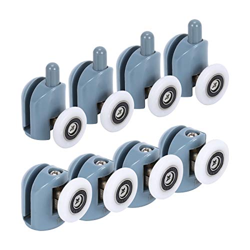 HO2NLE 8pcs Rodamientos Mampara Ducha 25mm Ruedas para Mamparas de Baño de Cristal 4-6mm 4 piezas Superiores y 4 piezas Inferiores para Puerta Corredera de Cristal Baño Repuesto