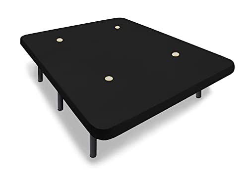 HOGAR24 ES Base tapizada 150 x 200 Reforzada con 7 Patas metálicas Alto 26 cm, tapizado 3D Color Negro + 4 válvulas de transpiración.