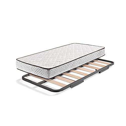 HOGAR24 ES Somier Inferior de Cama Nido, Arrastre con Ruedas + Colchón Flexitex, 90x190 cm