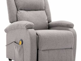 Hogotin Sillón Relax Electrico de Tela | Sillón de Masaje Reclinable Sillón Relax Reclinable con Función de Masaje y Calor (Gris Claro)