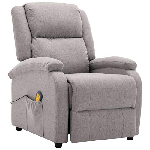 Hogotin Sillón Relax Electrico de Tela | Sillón de Masaje Reclinable Sillón Relax Reclinable con Función de Masaje y Calor (Gris Claro)