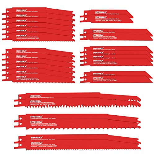 Hojas de Sierra Sable 32 pcs, HYCHIKA Hojas para Corte de Madera, Metal, Etc. con Estuche Organizador