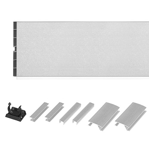 HOLZBRINK 150 cm Zócalo para Muebles Zócalo de Cocina Zócalo para Cocina empotrada Sistema de Zócalo de cocina Altura: 150 mm Color: aluminio cepillado - HBK15