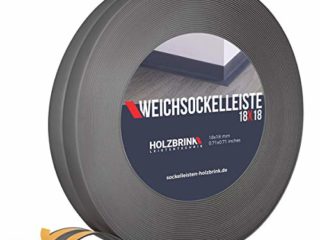 HOLZBRINK Perfil Angular Suelo Pared Suave Autoadhesivo Gris Oscuro Pre Cortado Perfil Angular PVC, 18x18 mm, 5 m