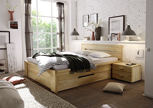 Holzwerk Catania - Cama de matrimonio (180 x 200 cm, madera de haya)