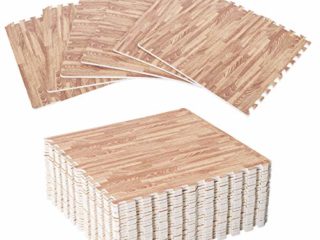 HOMCOM 24 Piezas Alfombra Puzzle de Juegos 60x60x1 cm 9m² Alfombrilla Puzzle Protectora de Goma Espuma EVA Suave para Suelo Hogar Gimnasio Marrón