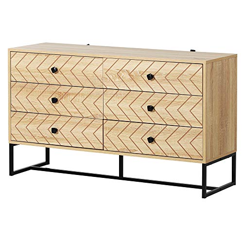 HOMCOM Armario Auxiliar Cajonera Retro Cómoda Muebles con 6 Cajones Deslizables para Salón Madera 120x39.5x71cm