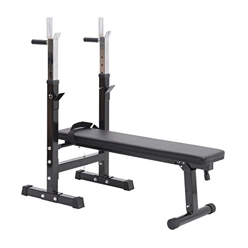 HOMCOM Banco de Pesas Plegable Banco de musculación Entrenamiento Máquina Gimnasio Gym Altura Ajustable Carga 150kg