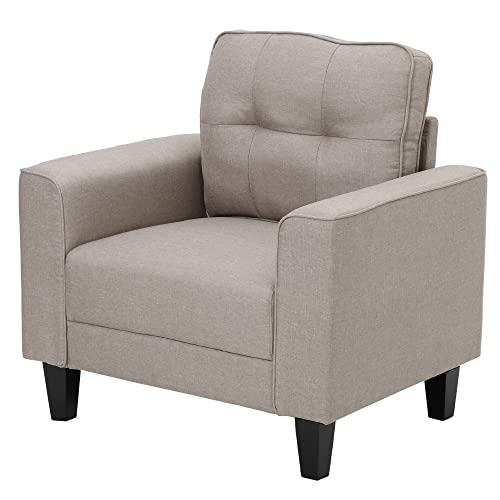HOMCOM Butaca de Salón con Asiento Acolchado y Patas de Madera Sillón Sofá Individual Moderno para Dormitorio Oficina 90x72x91 cm Beige