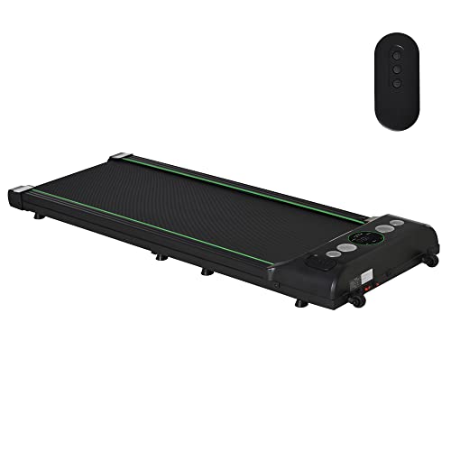 HOMCOM Cinta de Correr Eléctrica Caminar con Pantalla LED Control Remoto Velocidad Ajustable de 1-6 km/h y 2 Ruedas de Transporte para Oficina Hogar 133x50x13 cm Negro