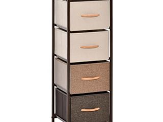 HOMCOM Cómoda de Tela con 4 Cajones Extraíbles y Plegables Base Elevada Mueble de Almacenamiento para el Dormitorio Salón 31x29x99 cm Multicolor