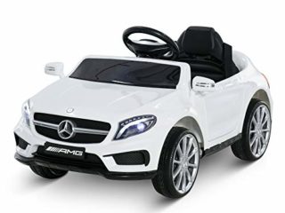 HOMCOM Coche Eléctrico para Niño 3+ Años Automóviles Infantiles Mercedes Benz GLA con Mando a Distancia MP3 USB Luces y Sonidos Apertura de Puerta Carga 30kg 100x58x46cm