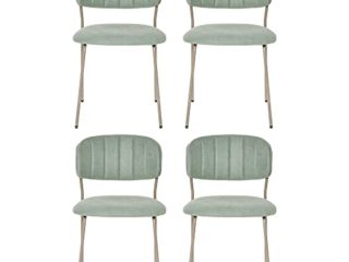 HOMCOM Juego de 4 Sillas de Comedor Apilables con Patas de Metal Estilo Moderno Nórdico para Cocina Bar Restaurante Carga Máx. 100 kg 49,5x55x81 cm Verde