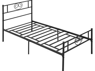 HOMCOM Marco de Cama Individual de Metal 31 cm para Colchón 90x190 cm con Cabecera Forma de Corazón Estructura de Cama con Espacio Bajo de Almacenamiento 95x196x100 cm Negro