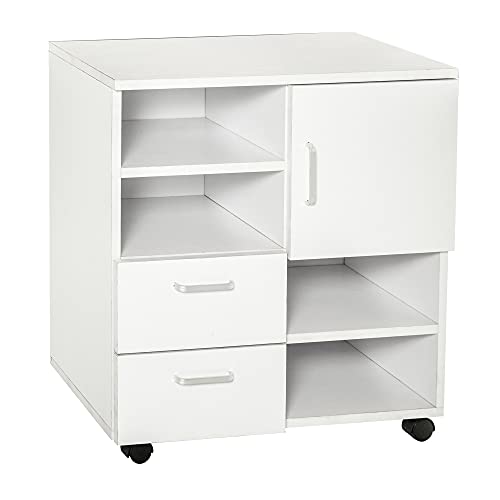 HOMCOM Mesa Armario movil Mueble TV Madera + cajones y Puerta Consola Comedor cajonera