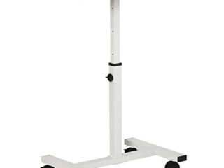 HOMCOM Mesa Auxiliar con Ruedas Mesita Lateral para Sofá Cama con Altura Ajustable Marco de Metal y Frenos para Dormitorio Salón 60x40x52,5-84 cm Blanco
