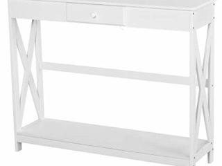 HOMCOM Mesa de Consola Clásica con 1 cajón y 1 Estante de Almacenaje para la Entrada el Pasillo o como Auxiliar en Salones y Comedores Estilo Elegante de 100x30x81cm Blanco