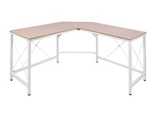HOMCOM Mesa de Ordenador PC Escritorio para Oficina Hogar Tipo Mesa Esquinera Forma L Marco Metal 150x150x76cm
