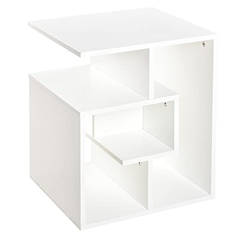 HOMCOM Mesilla de Centro Mesita de Noche Mesa de Café Té Mesitas Auxiliares para Salón Dormitorio Librería Estante de Almacenamiento 45x40x55cm