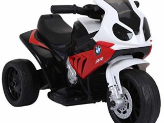 HOMCOM Moto Eléctrica Infantil con Licencia BMW S1000RR Triciclo Trimoto para Niños +2 Años con Luces y Música 66x37x44 cm Rojo
