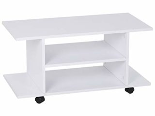 HOMCOM Mueble para Televisión Mesa para TV con Estantes y Ruedas con Bloqueo Superficie de Melamina 80x40x40 cm Blanco