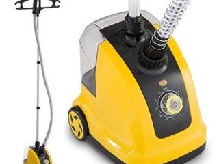 HOMCOM Plancha de Vapor con Depósito de 1.4L y Temperatura Ajustable a 11 Niveles tipo Centro de Planchado Vertical 1800W 26x21.5x146cm