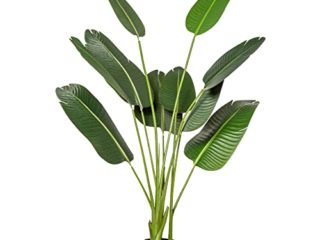 HOMCOM Planta Artificial Bananera de 160 cm con Maceta y 10 Hojas Realistas Planta Tropical Sintética para Decoración en Interior y Exterior Oficina Hogar Verde