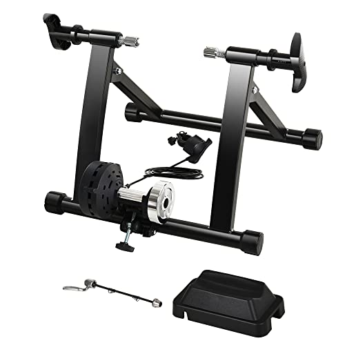 HOMCOM Rodillo de Bicicleta Entrenamiento Plegable con Resistencia Magnética Ajustable de 5 Niveles para Ruedas de 700C o 26-28 Pulgadas para Interior 54,5x47,2x39,1 cm Negro