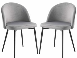 HOMCOM Set de 2 Sillas de Comedor con Asiento y Respaldo Acolchados con Cubierta de Terciopelo Suave y Diseño Moderno Carga 90 kg 49x50x77 cm Gris