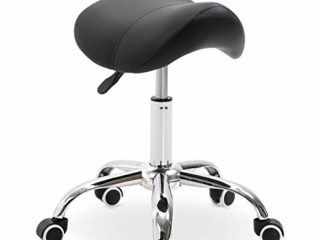 HOMCOM Silla Trabajo Taburete Ruedas Giratorias Taburete Cosmetica Dentista Peluqueria Color Negro