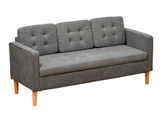 HOMCOM Sofá de 3 Plazas Acolchado con 3 Cojines y Reposabrazos Espacio de Almacenaje Estilo Moderno para Salón Dormitorio 166,5x62x82 cm Gris