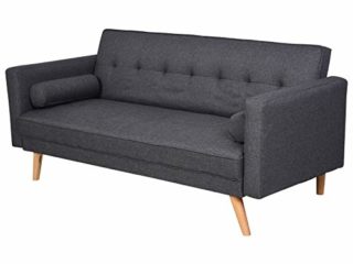 HOMCOM Sofá de 3 Plazas Cama Individual Diseño 2 en 1 Plegable con Reposabrazos Tapicería en Tela Estructura Sólida Patas Elevadas Acolchado Cómodo 187x90x86,5 cm Gris