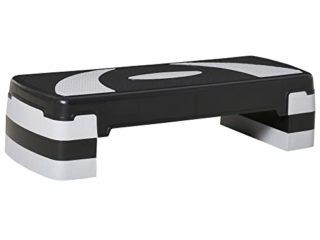 HOMCOM Step de Aeróbic Stepper para Fitness con Altura Regulable 3 Niveles de 10/15/20 cm para Deporte y Ejercicio en Casa Gimnasia Carga 150 kg 80x31x20 cm Negro