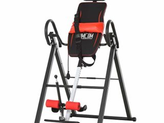 HOMCOM Tabla de Inversión Gravitacional Plegable con Cinturón de Seguridad Regulable en Altura para Usuarios de 130-190cm Ejercicio y Alivio de Dolores de Espalda Carga Máxima 150 kg