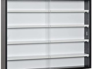 HOMCOM Vitrina de Pared Vitrina de Madera con Estantes Ajustables y 2 Puertas Correderas de Vidrio para Colecciones Perfumes Figuras de Decoración 80x9,5x60 cm Negro