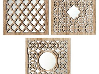 Home Collection - Muebles, decoración - conjunto de 3 espejos de pared - Patrón: árabe - Estilo: étnico - Color: natural - 30 cm