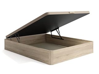 Home Heavenly® - Canapé abatible ATENEA Tapa tapizada. 90x190 cm. Altura Total 33 cm. Fabricado en España. (Roble)