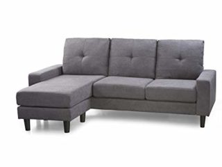 Home Heavenly®- Sofá Chaise Longue Brooklyn, sofá de salón 3 plazas esquinero Reversible, chaiselongue Derecha o Izquierda, de Color Gris Marengo y Patas Negras.