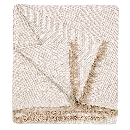 HOME MERCURY - Colcha Multiusos Sofa, Cubrecama, Jarapas, Manta Foulard, Plaid para Cama, Cubresofa, Cómoda Practica y Suave. Poliéster Algodón. (180X260CM, Espiga Beig)