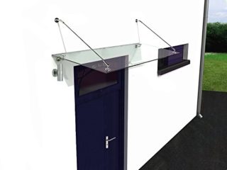 home-systeme - Marquesina de vidrio para puerta de vivienda (acero inoxidable, 150 x 90 cm)