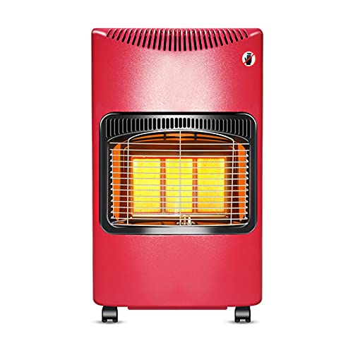 HOME UK Estufa de Gas 4200W, Estufa Interior de Gas cerámina, 3 Niveles de Potencia con regulador y Manguera, Triple Sistema de Seguridad, Ruedas pivotantes, Encendido Mediante pulsador