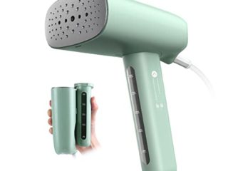 HOMEASY Plancha Vapor Vertical, Plancha de Ropa Vertical en Uso Húmedo y Seco, Plancha Portátil para Viaje y Hogar, Plancha Vertical Vapor de Calentamiento Rápido, Depósito Desmontable(Verde)