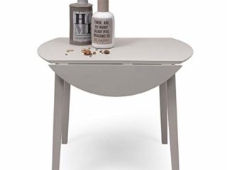 Homely | Mesa de Comedor o Cocina Redonda Extensible - Dallas | Mesa Auxiliar | Diseño Sencillo y Modereno | Tres Tamaños Adaptables | Madera Lacada Color Gris | 90 cm de Diámetro 17,5/55/17,5 cm