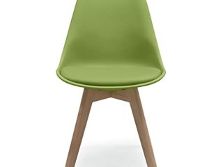 Homely - Silla de Comedor - Day | Asiento de Polipropileno | Silla Diseño Nórdico | Respaldo Ergonómico | Patas Madera de Haya | Silla para Comedor, Dormitorio, Cocina | Color Verde Pistacho