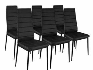 HomeSouth - Pack Seis sillas tapizadas símil Piel, Silla Color Negro Patas metalicas Negras, Medidas: 44 cm (Ancho) x 96 cm (Alto) x 42 cm (Fondo)